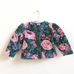 Vtg Hartstrings 90s Jacket Girls Sz 2-3T Rose Quilted Girly